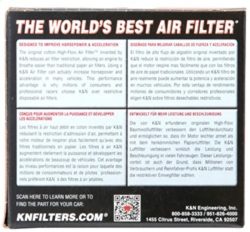 K&N Universal Chrome Round Straight Air Filter - 2.25in Flg ID x 3.5in OD x 2in H