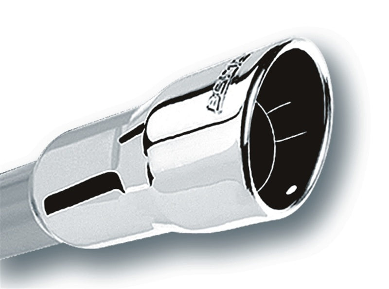 Borla 2.25in Inlet 3.5in Round Rolled Angle Cut Intercooled Outlet x 6.5in Long Embossed Tip