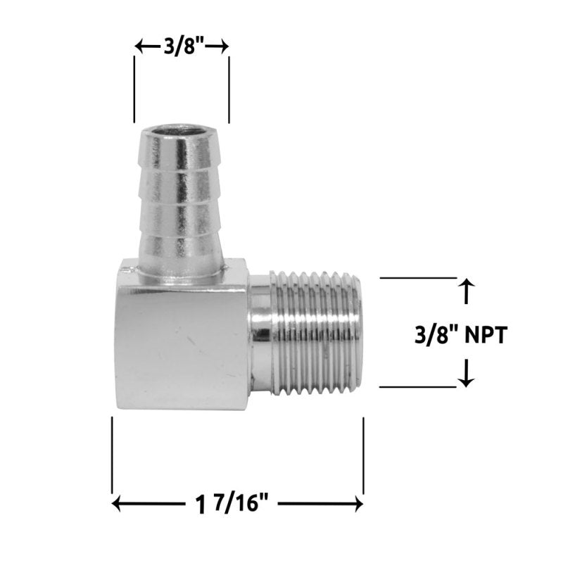 Spectre Fitting 90 Degree Barb NPT Threads (For 3/8in. Hose) - Chrome