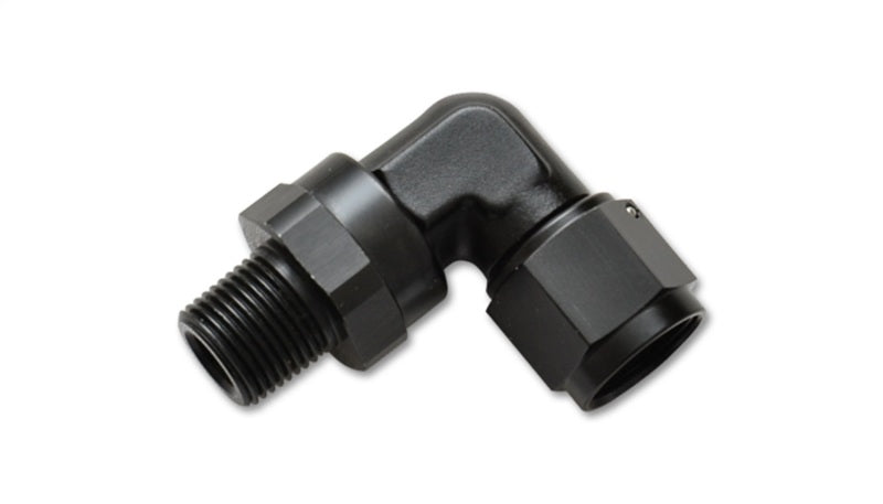 Vibrant -6AN to 1/4in NPT Female Swivel 90 Degree Adapter Fitting