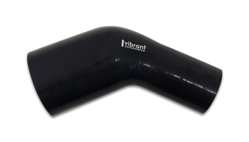 Vibrant 3.25in x 3.00in In/Out 45 Degree Black Silicone Transition Hose