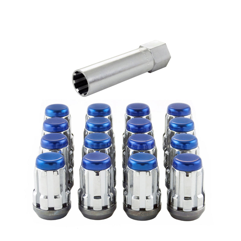 McGard SplineDrive Tuner 4 Lug Install Kit w/Tool (Cone) M12x1.5 / 13/16 Hex - Blue Cap (Clamshell)