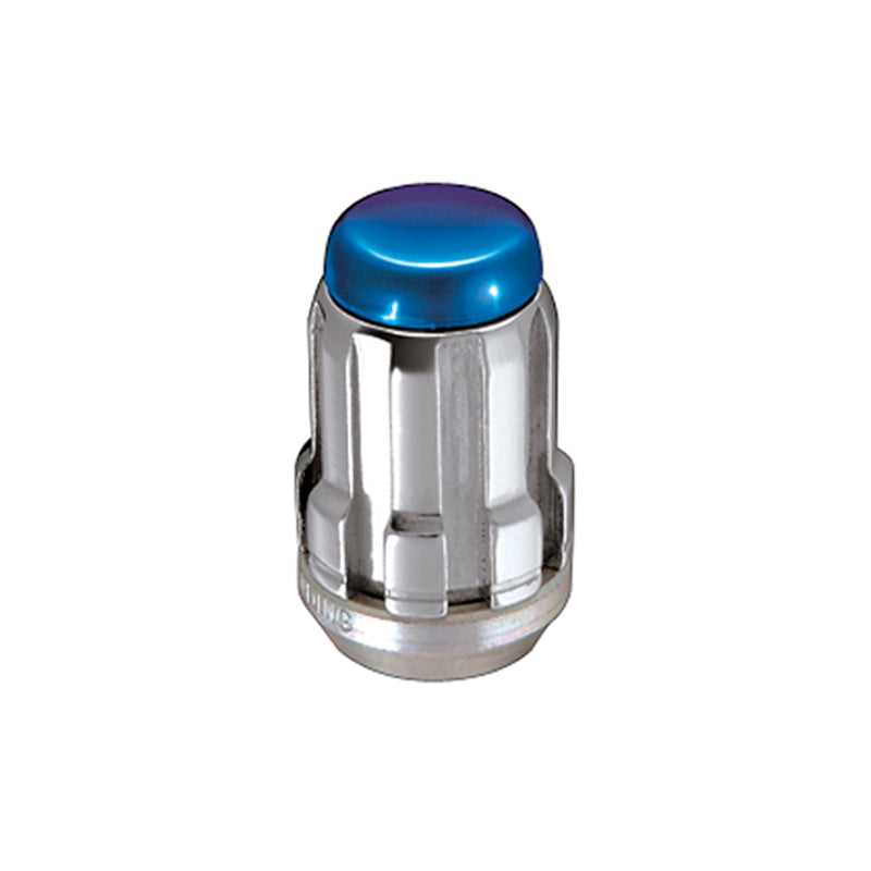 McGard SplineDrive Lug Nut (Cone Seat) M12X1.25 / 1.24in. Length (4-Pack) - Blue Cap (Req. Tool)