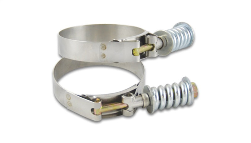Vibrant SS T-Bolt Clamps Pack of 2 Size Range: 2.25in to 2.55in O.D. For use w/ 2.00in I.D. Coupling